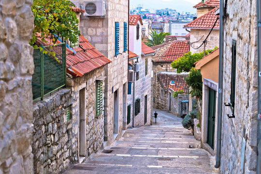 Fototapeta Old stone street of Split historic city