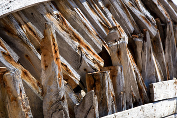 Wooden planks of a shipwreck