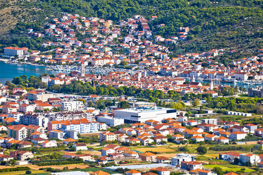 UNESCO town of Trogir aerial view