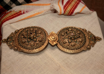 authentic folk-style details of costumes from Bulgaria