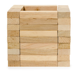 isolated on white wooden structure from bricks