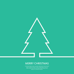 Outline Christmas tree. Minimal Christmas abstract background. Vector illustration.