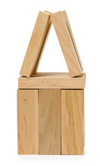 structure of wooden bricks, looks like house