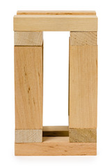structure of wooden bricks, looks like house