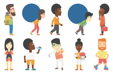Vector set of business and sport characters.