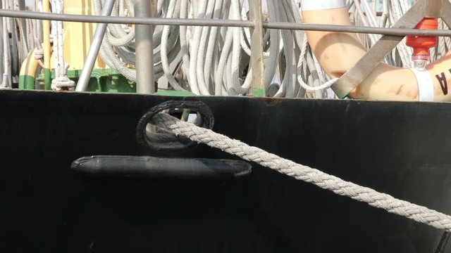 Ship rope Mooring winch on in the stern of the vessel