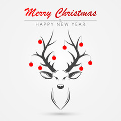 Naklejka premium Christmas card with deer. Vector