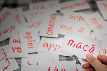 Portuguese; Learning New Language with Handwritten Flash Cards.