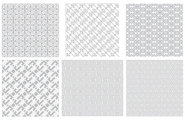 Set of seamless gray geometric patterns. Pattern swatches are included in vector file.