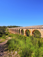 Spain, Catalonia, Tarragona, View of the Les Ferreres Aqueduct..