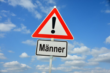 Männer, Feminismus, Frauen, Geschlechterkampf, Scheidung, Schild, Achtung, Warnung, Menschen,...