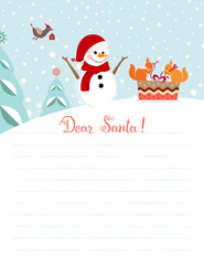 Template for Christmas letter to Santa Claus. Use for greeting cards, scrapbooking, congratulations and children invitations.