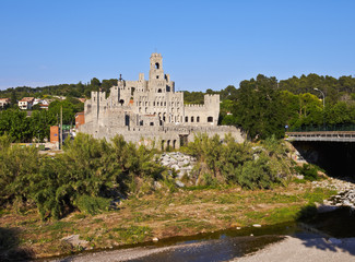 Spain, Catalonia, Barcelona Province, View of the Les Fonts Castle..