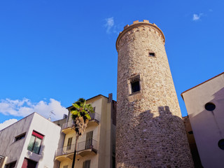 Spain, Catalonia, Barcelona Province, Terrassa, View of the Torre del Palau..