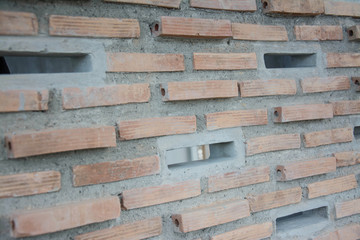 void on red old brick wall background 