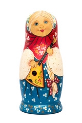 Russian wooden matrioshka with balalaika