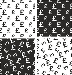 Pound Currency Sign Big & Small Aligned & Random Seamless Pattern Set