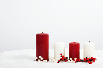 Christmas candles decoration with  copy space