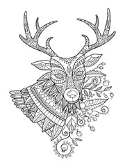 Deer coloring book for adults vector