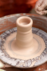 clay vase on a Potter's wheel