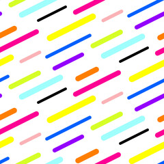 Abstract diagonal sticks seamless vector pattern. Colorful neon simple shapes background for website wallpaper.