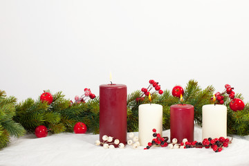 Christmas candles decoration with  copy space