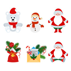 Christmas decorations isolated on white background vector.