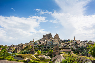 Ancient town and a castle of Uchisar, Cappadocia, Turkey