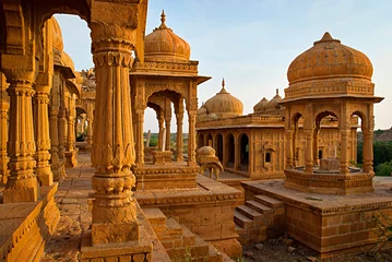 Papier Peint photo Lavable Inde Les cénotaphes royaux des dirigeants historiques, Jaisalmer, Rajasthan, India