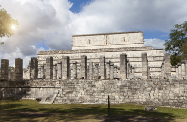 Fototapeta na wymiar Hall of the Thousand Pillars - Columns at Chichen Itza, Mexico