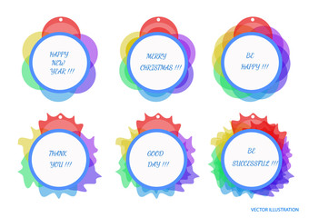 Greeting bright labels with different colors.