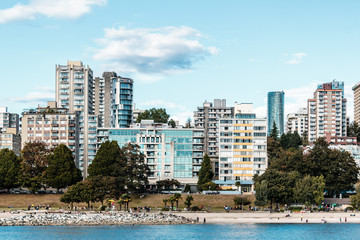 Obraz na płótnie Canvas Downtown Vancouver view from Vanier Park in Vancouver, Canada
