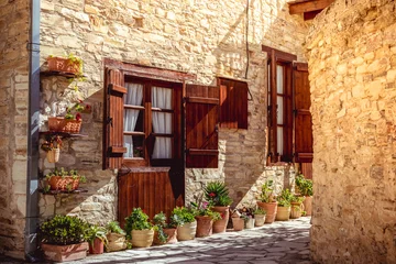 Gordijnen Beautiful authentic cypriot house. Kato Lefkara village. Larnaca District, Cyprus © kirill_makarov