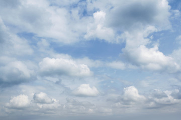 Fluffy white clouds in blue sky