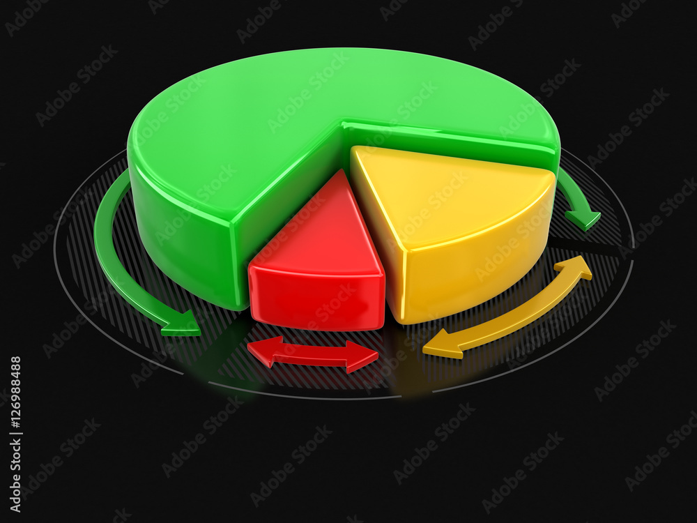 Poster pie chart in 3d. image with clipping path