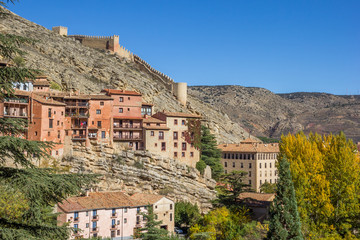 Fototapeta na wymiar Historical city Albarracin in autumn colors