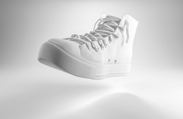 3d render of a white lace up sports shoe - obrazy, fototapety, plakaty