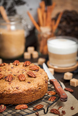 Delicious cinnamon and pecan coffee cake