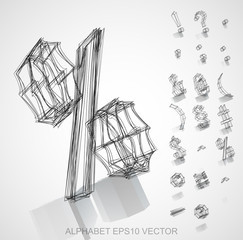 Vector illustration of a  sketched Symbols. Hand drawn 3D Symbols.