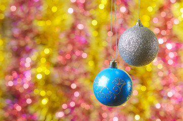 Christmas decorations on an abstract background bokeh.