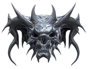 Metallic skull design isolated on white background. 3D illustration