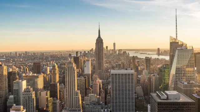 New York City skyline day to night time lapse