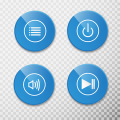 Video interface icon on transperent. Vector illustration. audio button set