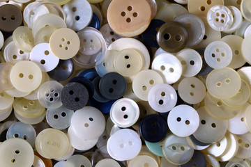 Detail of the pile of various clothing buttons