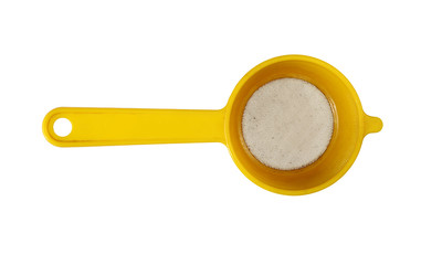 Yellow plastic colander