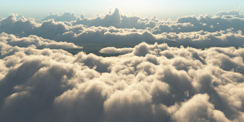 fly over clouds sunset