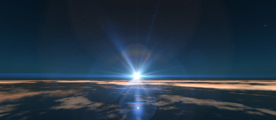 planet sunrise from space