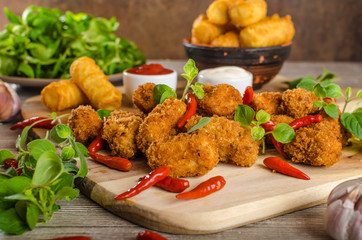 Chicken popcorn with croquettes
