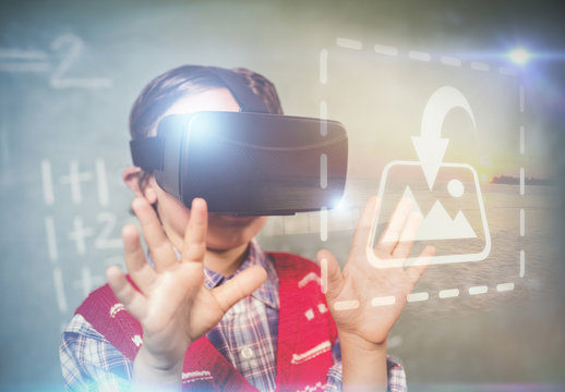 Young User in a VR Helmet Mockup 1