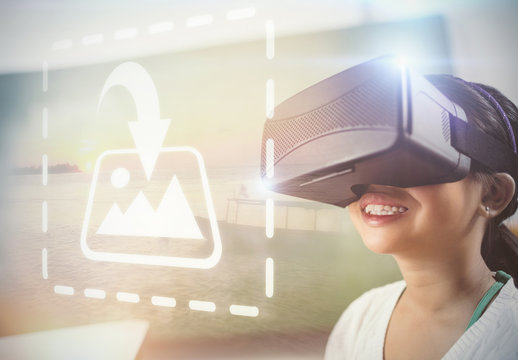 Young User in a VR Helmet Mockup 2